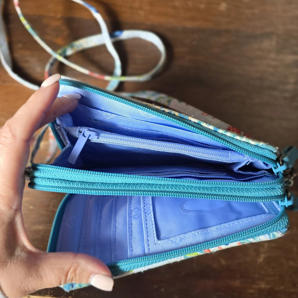 Vera Bradley Coral Reef Quilted Crossbody in Blue and Coral - Picture 2 of 2